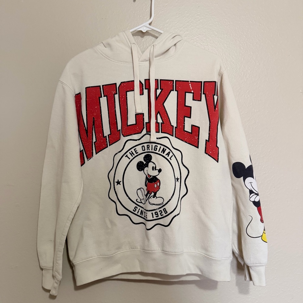 Disney Mickey Mouse Red and Cream Hoodie Size L